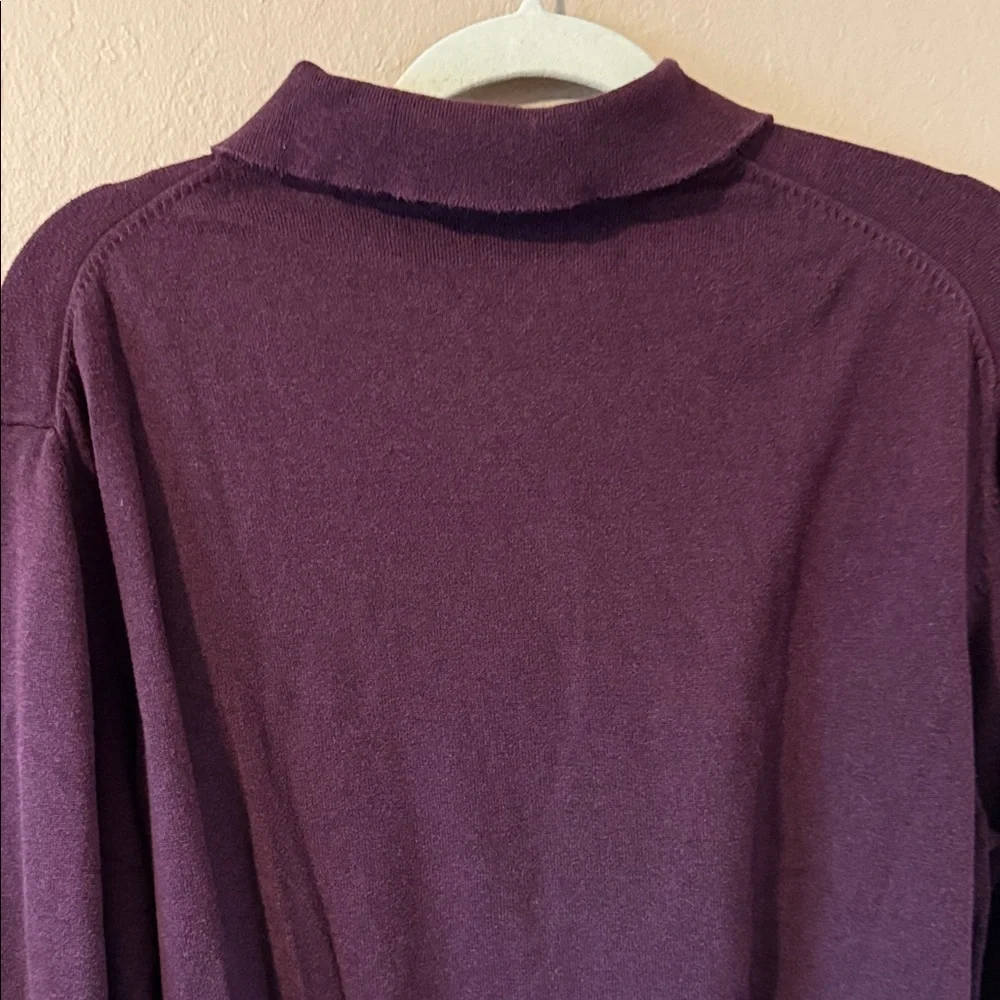 Croft & Barrow Men's Lightweight Polo style Sweater collar deep burgundy Large